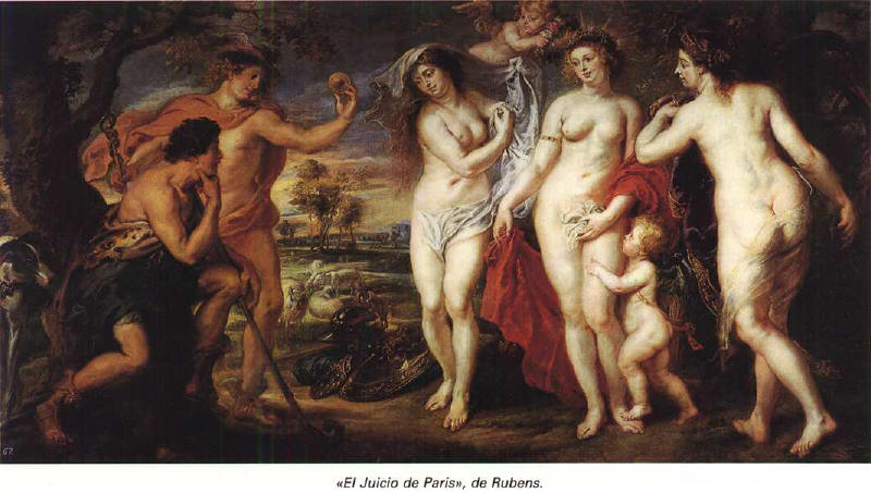 juicio Paris Atenea Afrodita Hera Rubens