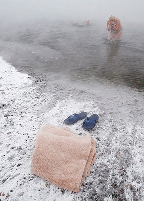 rusia siberia rio yenisei nieve bano banar