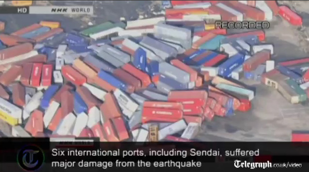 sendai puerto contenedores terremoto japon 2011 tsunami video