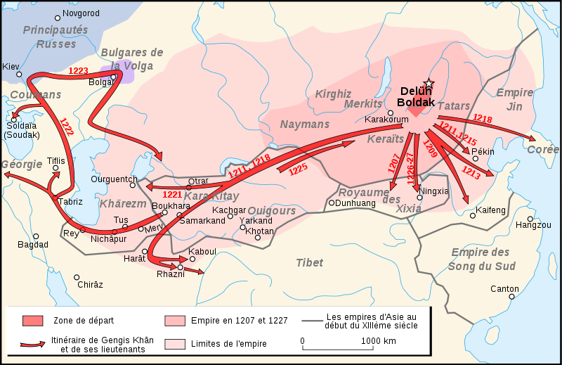 Gengis Khan kan imperio mapa expansion
