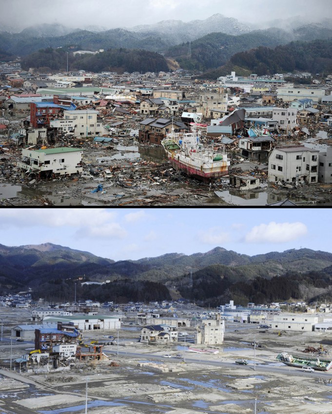 terremoto tsunami japon 2011 antes despues Kesennuma