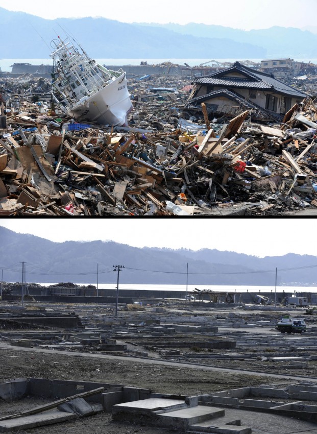 terremoto tsunami japon 2011 antes despues Otsuchi