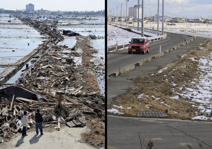 terremoto tsunami japon 2011 antes despues Sendai
