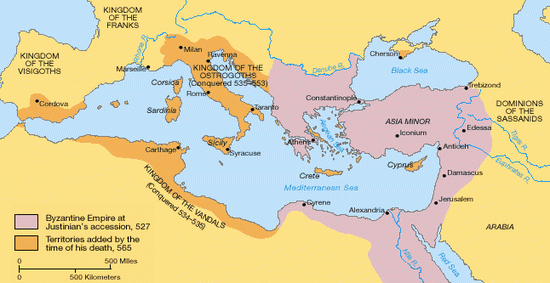 mapa bizancio justiniano