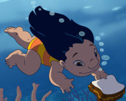 Alimentando peces con Lilo y Stitch lilo-stitch-sirven-sandwichs