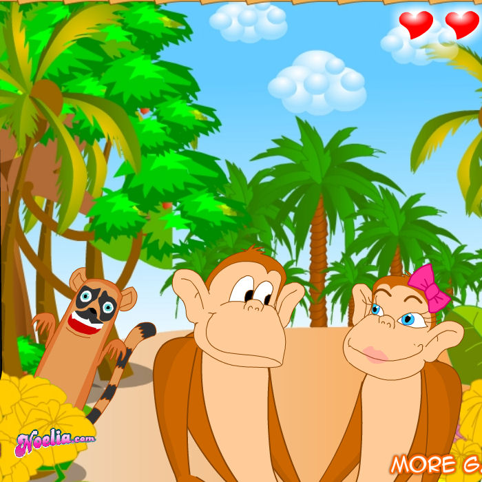 Juego de besos entre monos