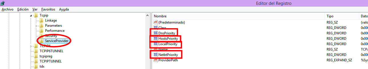 LocalPriority HostsPriority DnsPriority NetbtPriority