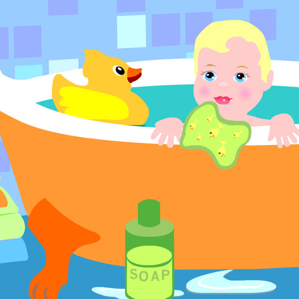 Juego de bañar a la bebe niña