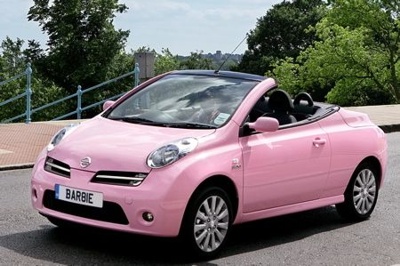 coche descapotable rosa