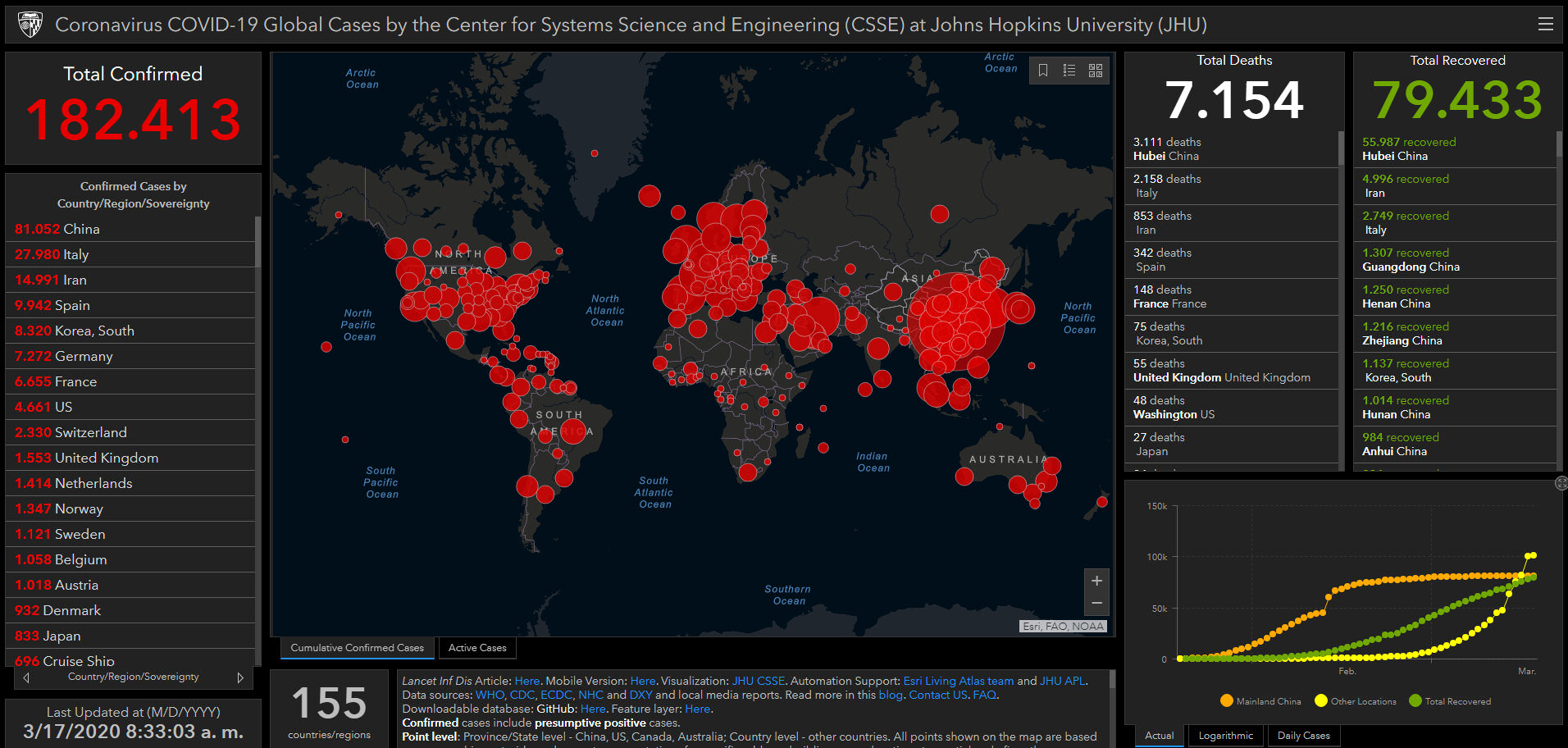 coronavirus mapa 17 marzo 2020